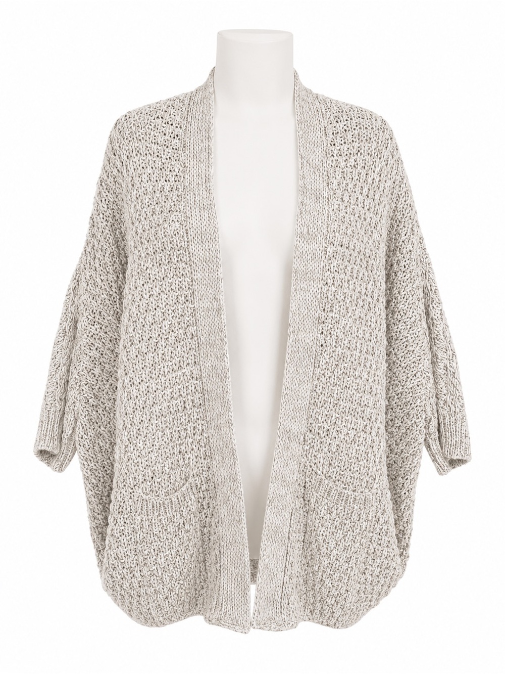 Size M Zara Knit Women’s Open Front Chunky Cardigan Oatmeal Pockets